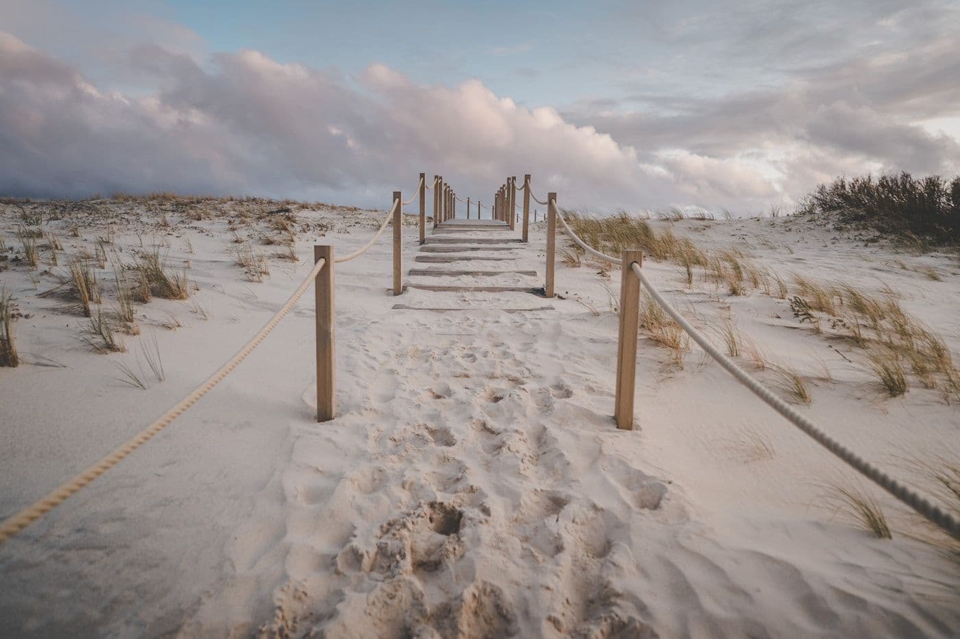Dunes et passerelle en bois, Côte d'Opale