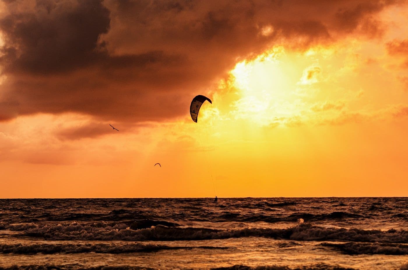 Coucher de soleil sur la mer, Côte d'Opale